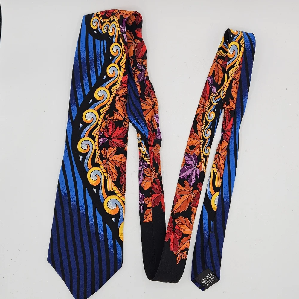 Rare Rush Limbaaug + no boundaries Blue Autumn Leaves Silk Tie